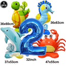 5pcs Cute Sea Animal Balloons Include Crab Seahorse Dolphin Turtle Shape Balloon Under The Sea Party Decors for 1st Birthday
