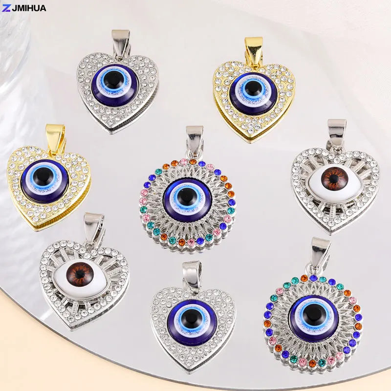 New Crystal Blue Evil Eye Charms Amulet Pendants For Jewelry Making Accessories DIY Designer Bohemia Style Necklaces Supplies