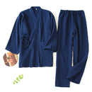 Men and Women 100% Cotton Pajamas Plus Size Loose Bathrobes V-Neck Kimono Pijama Mujer Three Quarter Sleepwear Couple Loungewear