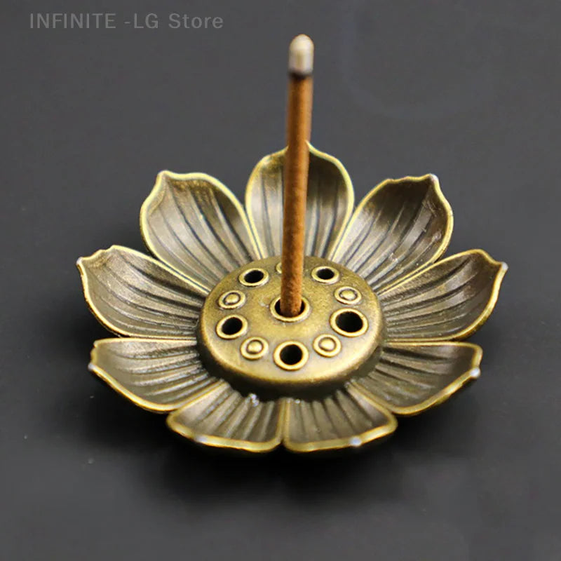 1PC Alloy Incense Burner Stick Holder Plate Buddhism Lotus Censer Bronze Nasturtium Incense Burner