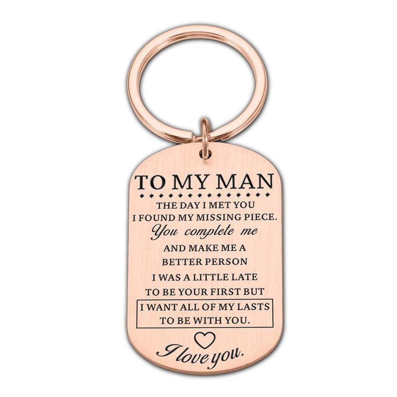 Birthday Valentine Day Keychain Gifts For Boyfriend Husband My Man I love you Couples Keyring for Man Wedding Gifts Key Chains