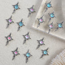 3D luxury zircon Star cross Nail Metal Charms 10pcs mermaid  bead nail jewelry  11*18mm Aolly Nail Art Crystal Gems Decorations