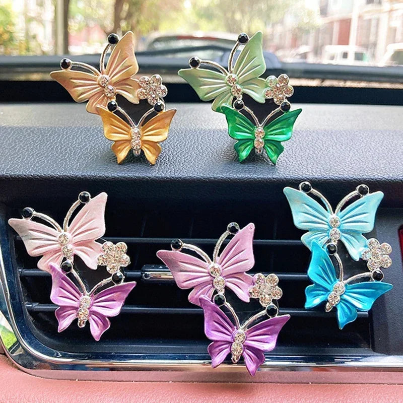 Air Freshener Butterfly Car-styling Car Perfume Natural Smell Air Conditioner  Butterfly Diamond Aromatherapy Clip