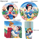 Snow White Birthday Party Set Cup Plate Napkins Tablecloth Cake Topper Balloons Disposable Tableware Baby Shower Supplies
