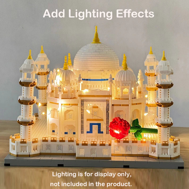 Creative MOC City Building Blocks Taj Mahal World Famous Architecture Micro Model India  Mini Bricks Educational Toys for kids