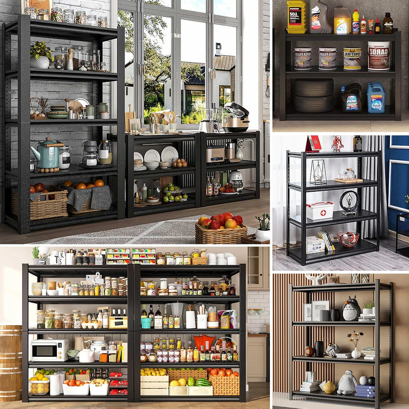 2/3/4 Tiers Metal Storage Rack Home Organization and Storage Heavy Duty Adjustable Shelf Boltless Storage Unit Display Rack