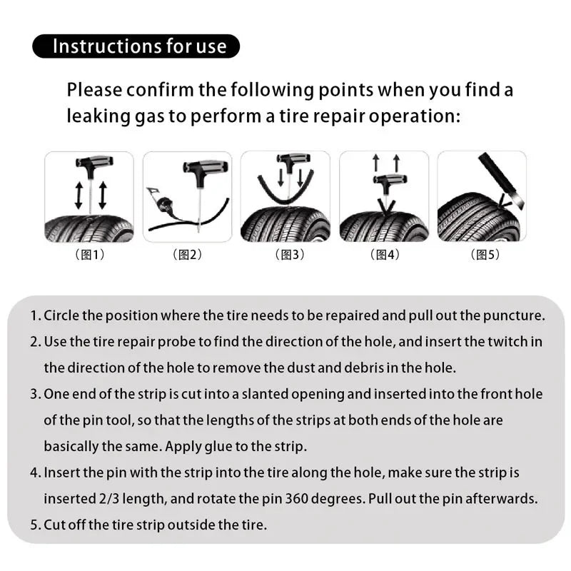 Car Tire Repair Kit Tubeless Tyre Puncture Repair Kit Studding Tool Set Bike Tire Replacement Tool Motorcycle Tire Repair Tool