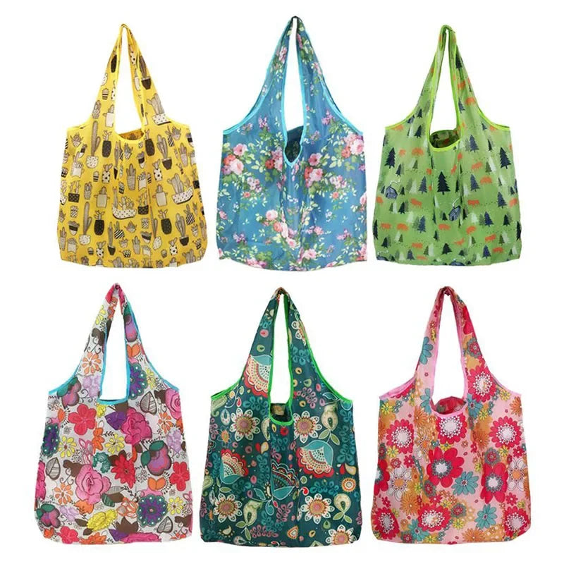 New Arrival Reusable Shopping Bags For Women Foldable Tote Bag Eco Grocery Bag Folding Large Capacity Handbags Portable Bags