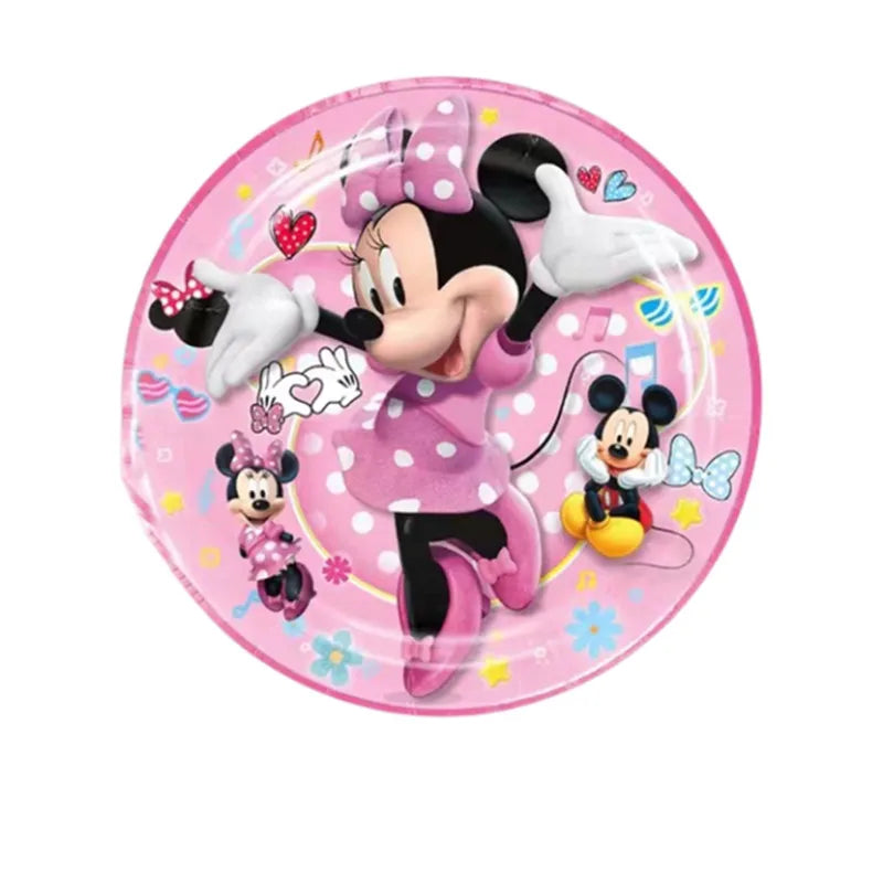 Minnie Mouse Party Disposable Tableware Cup Plate Cake Topper Decoration Minnie 1 2 3st Birthday Balloon Banner Background Decor