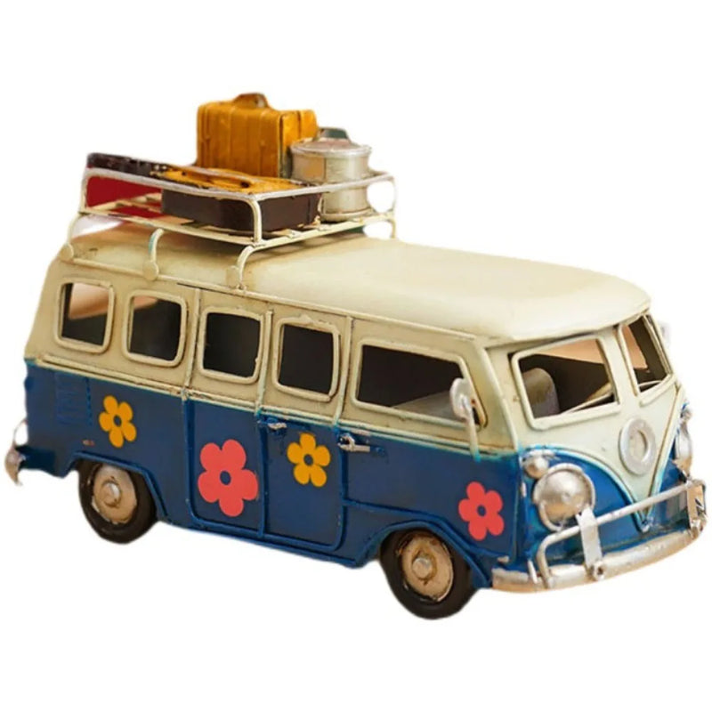 Retro Campervan Model Nostalgic Old Object Large Metal Iron Art Bus Piggy Bank Gift Desktop Decoration Camper Van Model Bar