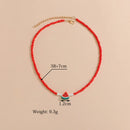 Cute Fashion Watermelon Pendant Red Resin Beaded Necklace Jewelry Gift Clothing Accessories