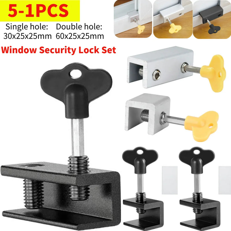 5-1pc Sliding Sash Stopper Cabinet Locks Straps Aluminum Alloy Safety Lock Child Protection Door And Window Anti-theft Lock