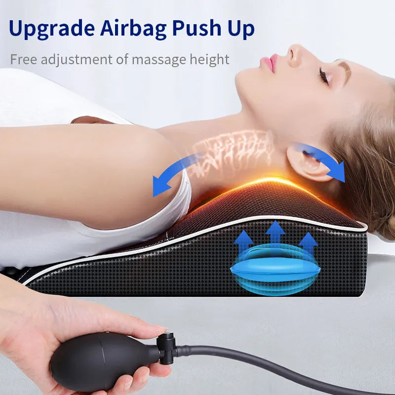 Jinkairui Electric Shiatsu Head Neck Cervical Ttraction Body Massager Car Back Pillow with Heating Vibrating Massage Device
