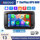 ESSGOO 7in Android 14 Auto CarPlay Car Stereo Radio GPS Navi WIFI RDS FM ASP BT for VW Golf 5 6 Passat B6 B7 Polo Touran Tiguan