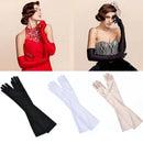 Classic Women Black White Red Evening Party Prom Gloves Opera Stretch Satin Long Mittens for Lady Driving Sun Protection Gloves