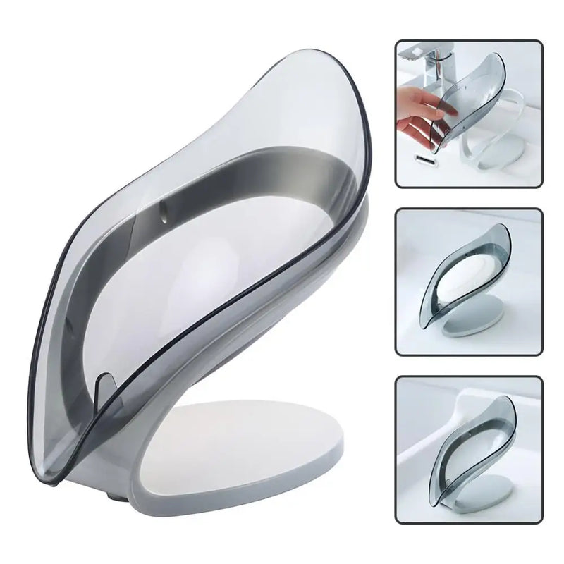 Leaf Shape Soap Box Drain Soap Holder Box Suction Cup Soap Dish For Bathroom Shower Toilet Shower Non-slip Drain Soap Case