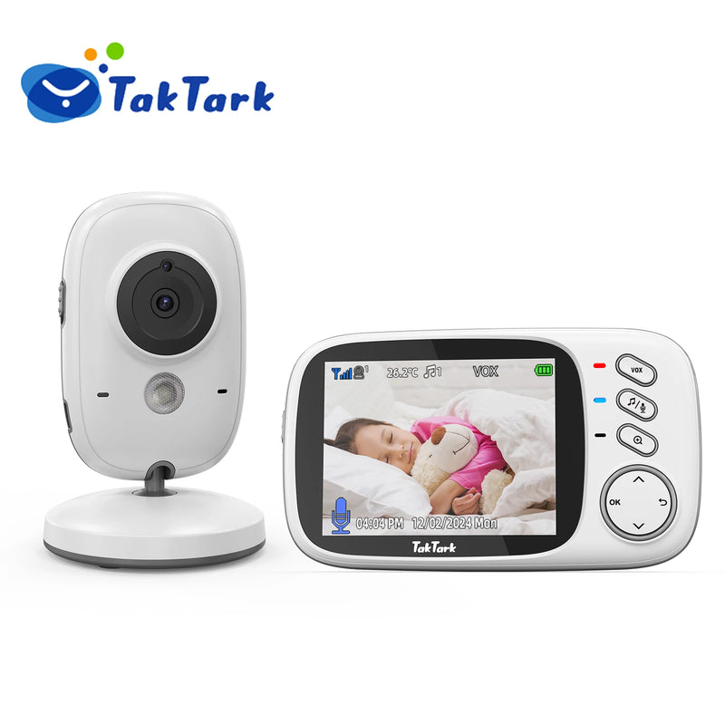 TakTark 3.2 Inch Wireless Video Baby Monitor With Lullabies Auto Night Vision Two Way Intercom Temperature Monitoring Babysitter