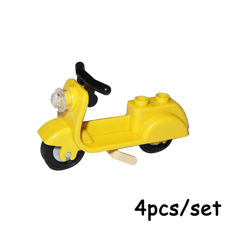 MOC Bricks Chrome Bike Bicycle Scooter Model Building Block Little Sheep Motorcycle City Traffic Bicycle Motor Vehicle Car