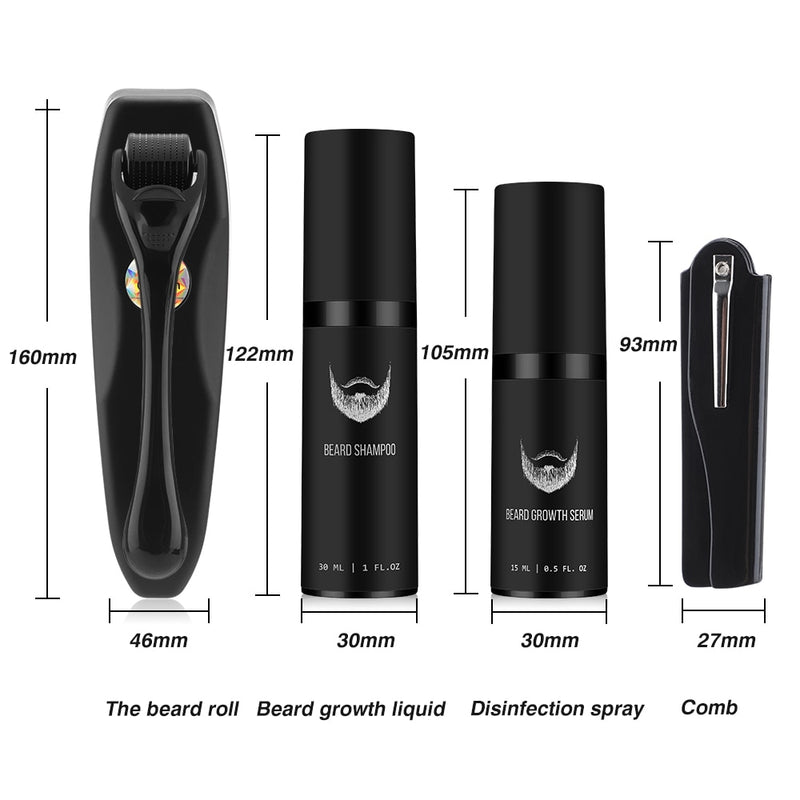 Beard Growth Kit Hair Growth Enhancer Thicker Oil Nourishing Leave-in Conditioner Beard Grow Set with Beard Growth roller