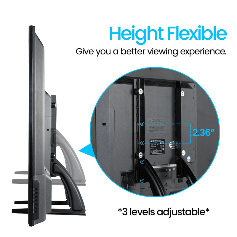Universal TV Large Stand Height Adjustable Base for Most TVs Up to 75" Max VESA 600x400 mm Leg Stand Holds up to 110 lbs