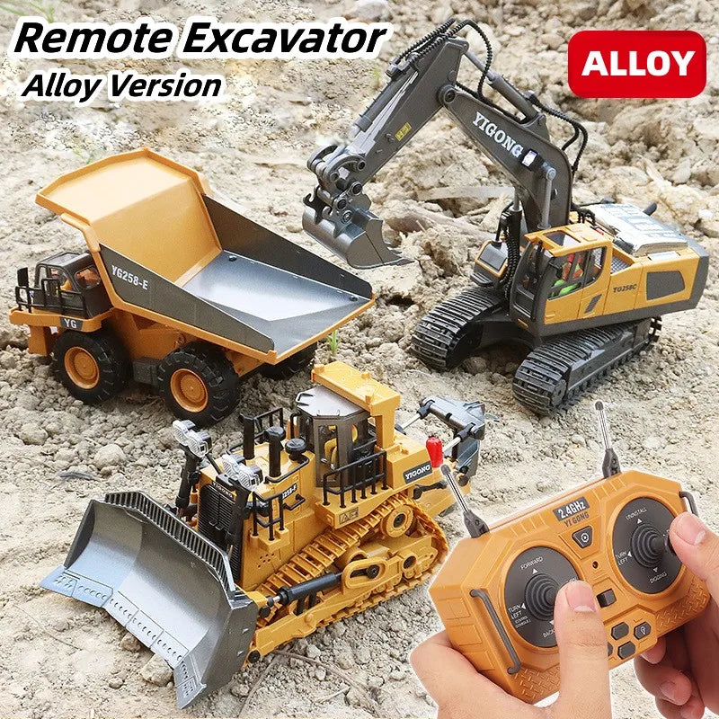 2.4G RC Excavator Children Remote Control Model Car Engineering Dump Truck Bulldozer High Tech Remote Control Car Children Toys