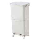 Voltsify 38L Double Compartment Trash Can with 4 Casters, White 2-Tier Design Waste Bin for Kitchen, 42x28.2x73cm