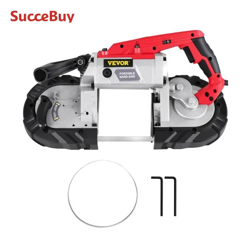 SucceBuy Portable BandSaw 5Inch Cutting Capacity Cordless Variable Speed 10Amp Motor Deep Cut Bandsaw for Metal Wood Pipes Rebar