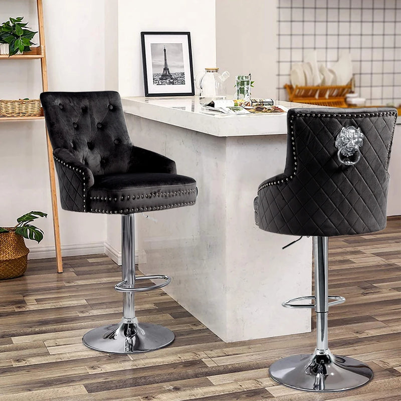 Modern Adjustable Swivel Bar Stools (Set of 2) Counter Height Chairs with Backrest & Footrest Perfect for Kitchen Dining Room