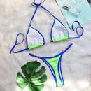 New In Swimsuit Woman 2024 Candy Color Sexy String Bikini Set Patchwork Metal Pearl Women's Swimwear Holiday Matching Sets