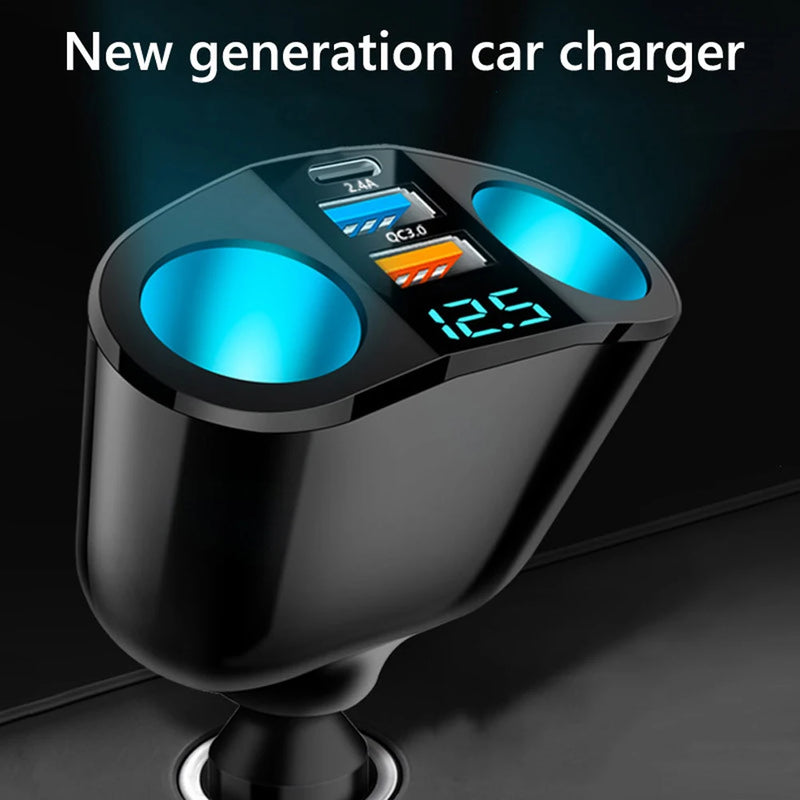 1pcs 120W QC3.0 Car Charger 12V/24V Dual USB Power Adapter Fast Charging Car Lighter Socket For Most Auto Car Accessory