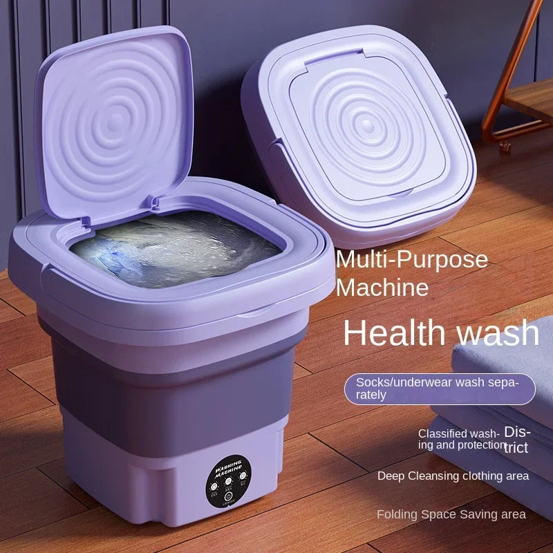 8L Portable Folding Washing Machine Bucket for Clothes Socks Underwear Cleaning Washer Portable Small Travel Washing Machine