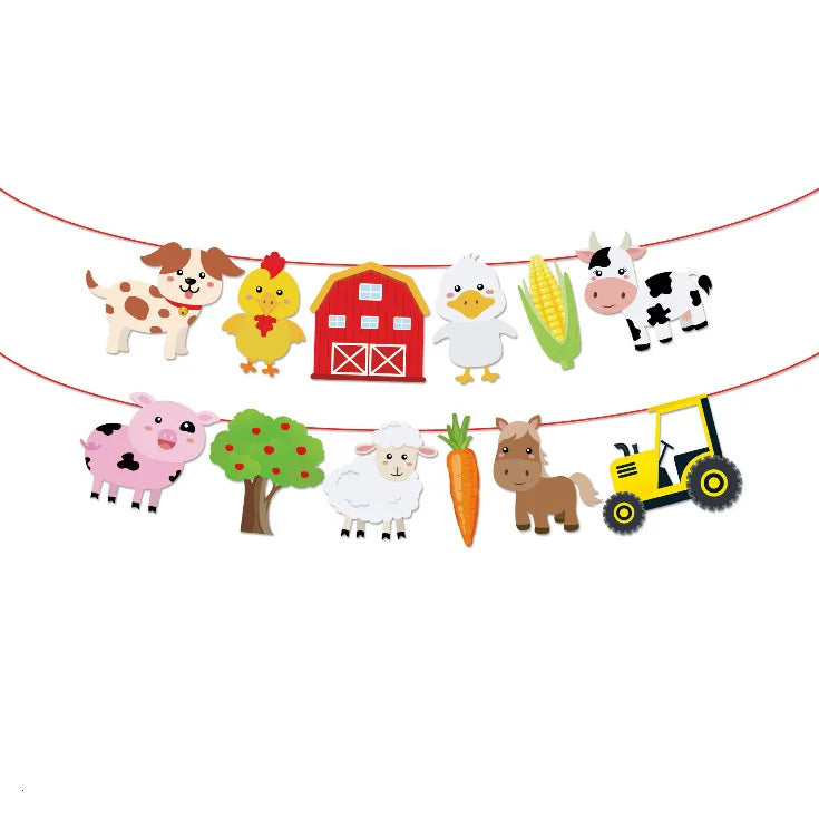 Farm Animal Balloon Tower with Digital Baloon Carton Cow/Pig/Sheep Balloons Kids Farm Animals Happy Birthday Party Decoration