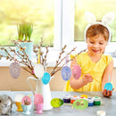 12pcs Plastic Painted Easter Eggs Hanging Ornament DIY Easter Egg Pendant For Home tree Decoration Happy Easter Party Kids gift