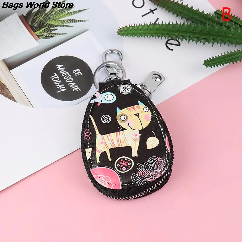 Fashion 1Pc Cartoon Women Key Bag Girl Students Leather Key Wallets Key Case For Car Key Chains Cover New Lovely Key Holder