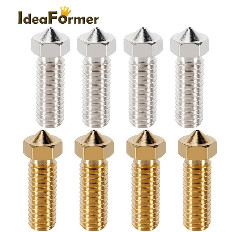 8pcs 3D Printer Parts Volcano Nozzle Brass Stainless Steel 0.4 0.6 0.8 1.0 1.2mm M6 Heatblock Nozzle Sidewinder Genius Anycubic