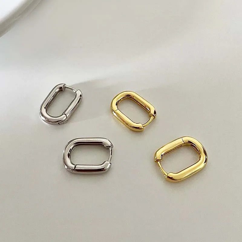 Fashion Gold Color Geometric U-Shape Hoop Earrings for Women Men Punk Hip-Hop Metal Round Circle Earrings Party Jewelry 2023