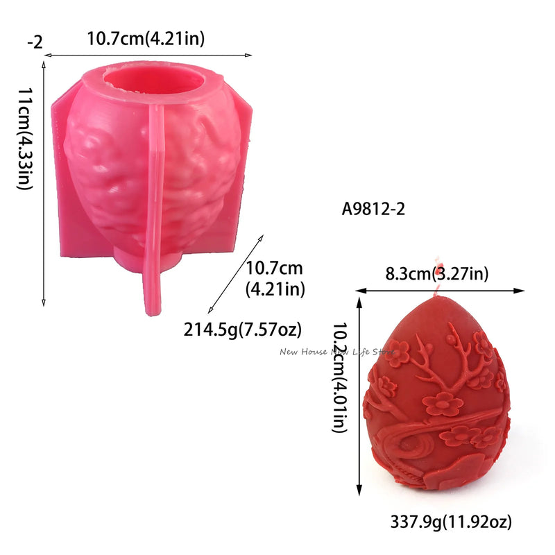 Easter Day Gift Egg Candle Making Silicone Mold Festival Embossed Butterfly Eggs Resin Epoxy Mould Carved Rose Soap Wax Tools