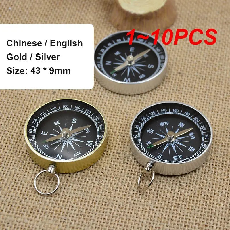 1~10PCS Survival New Mini Pocket Compass Switch Lightweight Aluminum Compass Key Chain Metal for Outdoor Camping Hiking