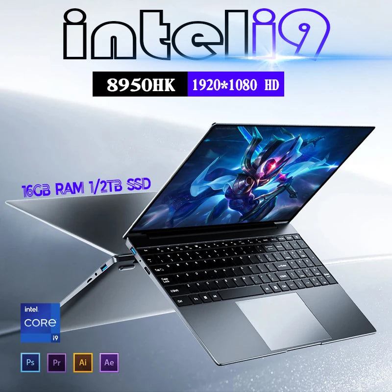 Portable Notebook Windows 11 14.1 inch Laptop Computer PC Gamer 1920*1080P Intel Core i9 8950HK Office Study Gaming Laptops i9