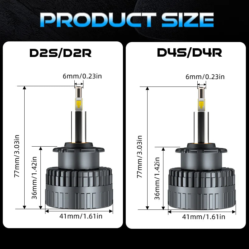 360 D2S D4S LED Headlights HID Canbus D2S D4S 1:1 Size D Series Turbo LED Auto Lamp 30pc CSP Chip Plug&Play Motorcycle Light