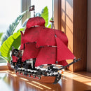 MOC Pirates Of The Caribbean Ship Queen's Revenge Warship Black Pearl Sailboat Building Block Bricks Assembly Kids Christmas Toy