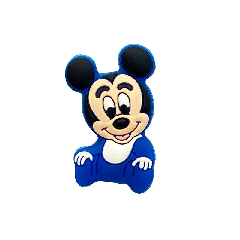 1/3/10pcs Silicone Teether Cartoon Disney Mickey Head Animal Food Grade DIY Baby Teething Teether Toy Accessories Ring