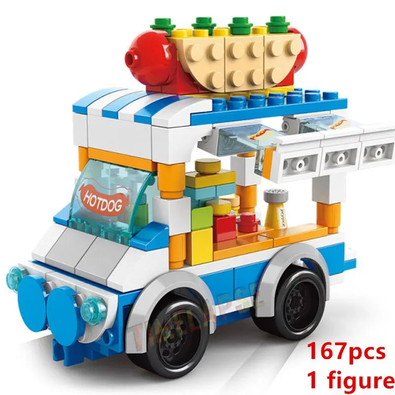 DIY Architecture Store Street View Food House Building Blocks Kit Girls Bricks Classic Movie Model Kids Toys For Children
