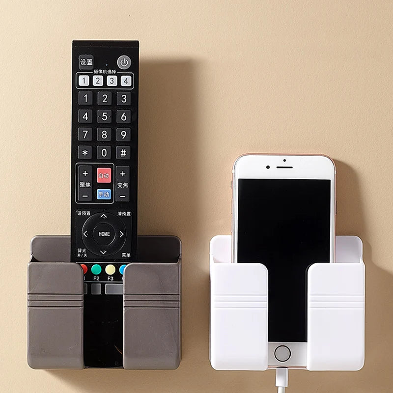 4Pcs Wall Mounted Storage Box Multifunction Punch Free  Organizer TV Remote Control DIY Mobile Phone Plug Charging Holder