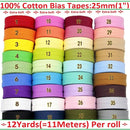 25mm (1“) width Bias Tape 100% Cotton Extra Soft for Baby Cloth Skin-friendly Fablic Bias Binding Tape Ironed Folded 12 yards
