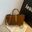 Women Faux Suede Tote Bag Fashion Shoulder Bag Solid Color Trendy Carrying Bag Designer Tote Handbag Outdoor Travel Bag