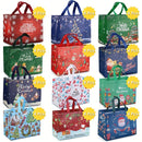 48PCS Christmas Reusable Grocery Bags, Tote Bags With Handles, Christmas Treat Bags, Multifunctional Non-Woven Bags For Gifts Wr