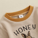 Infant Unisex Hoodies Rompers Easter Outfits Bunny Initial Embroidery Sleeved Spring s Playsuits for Toddlers