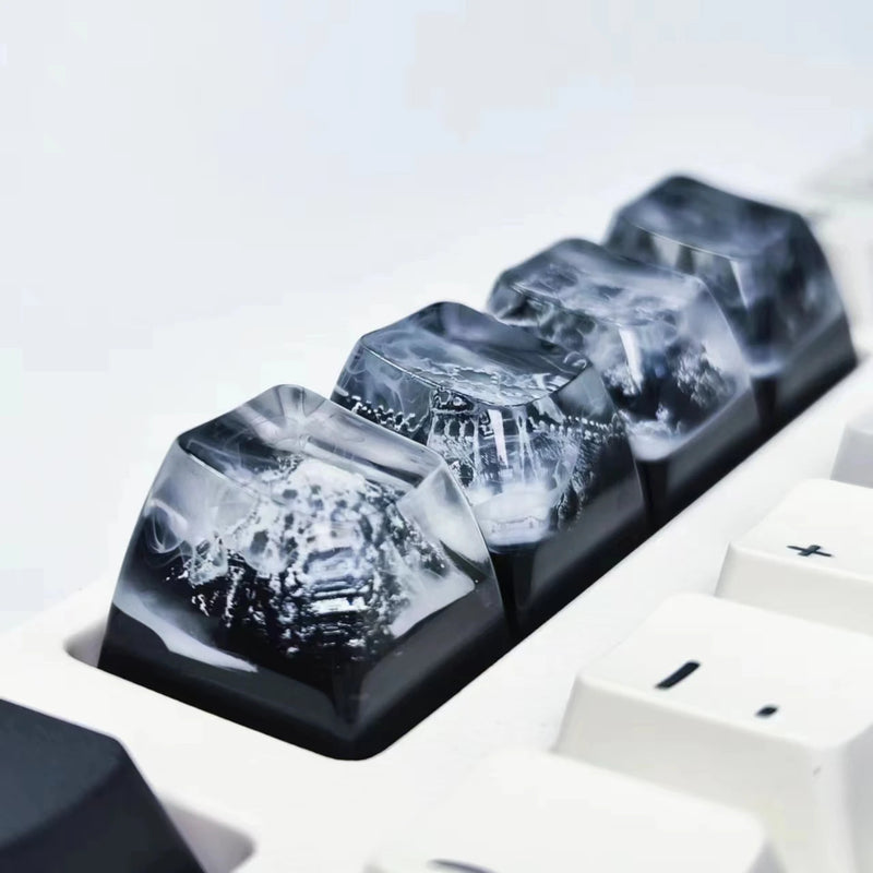 Mechanical Keyboard DIY Resin Drip Glue Snow Mountain Keycap Cross Shaft Custom ESC Gift List Fuji Mountain Transparent Keycap