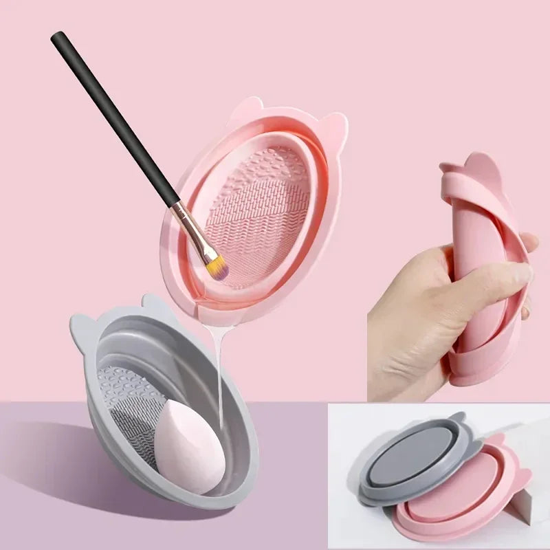 1PC Soft Makeup Brush Cleaning Tools Silicone Folding Wash Bowl Make Up Washing Brushes Gel Cleaner Bowl Scrubbe Beauty Supplies